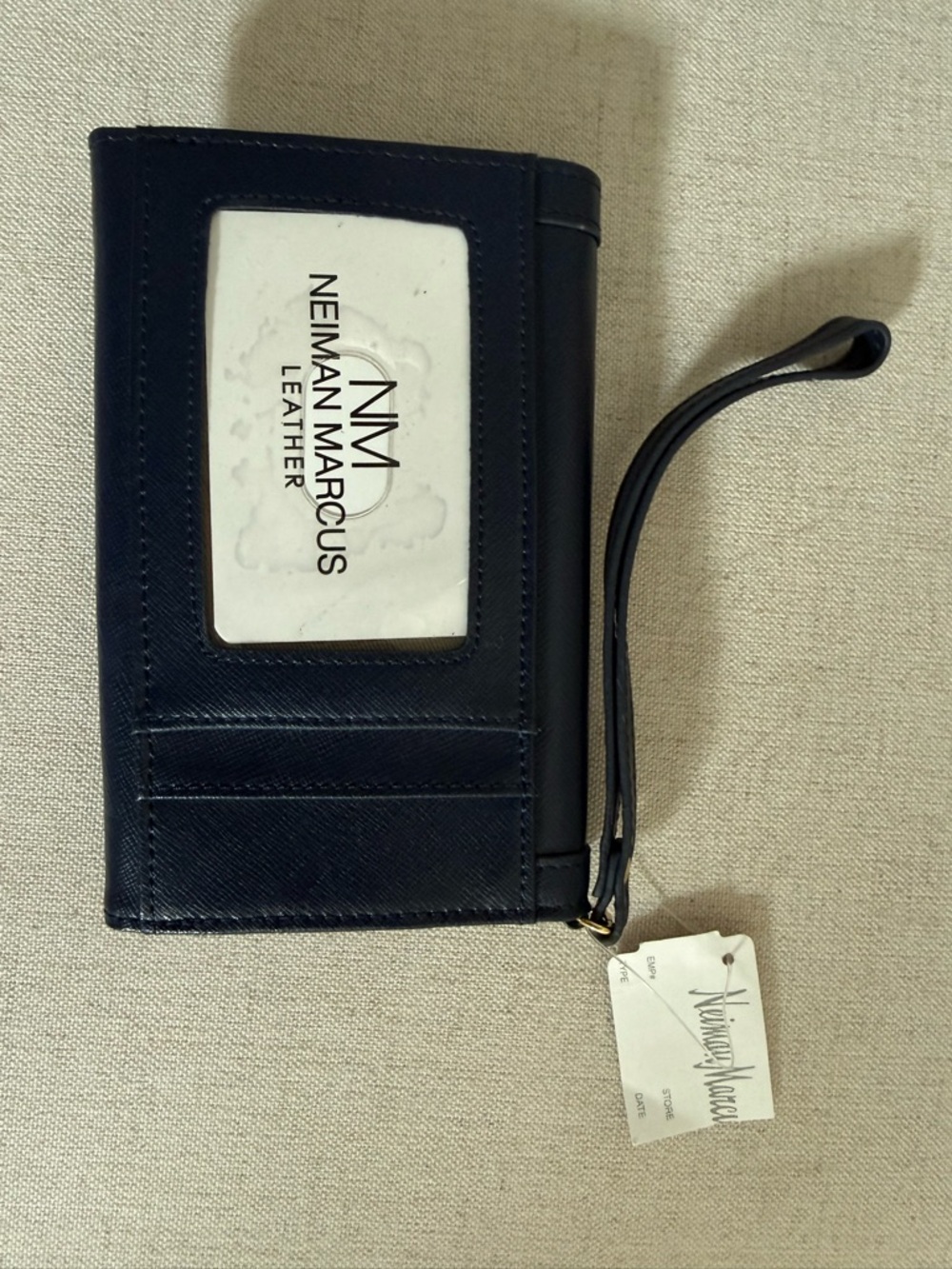 Neiman Marcus Blue and Brown Leather Card Wallet